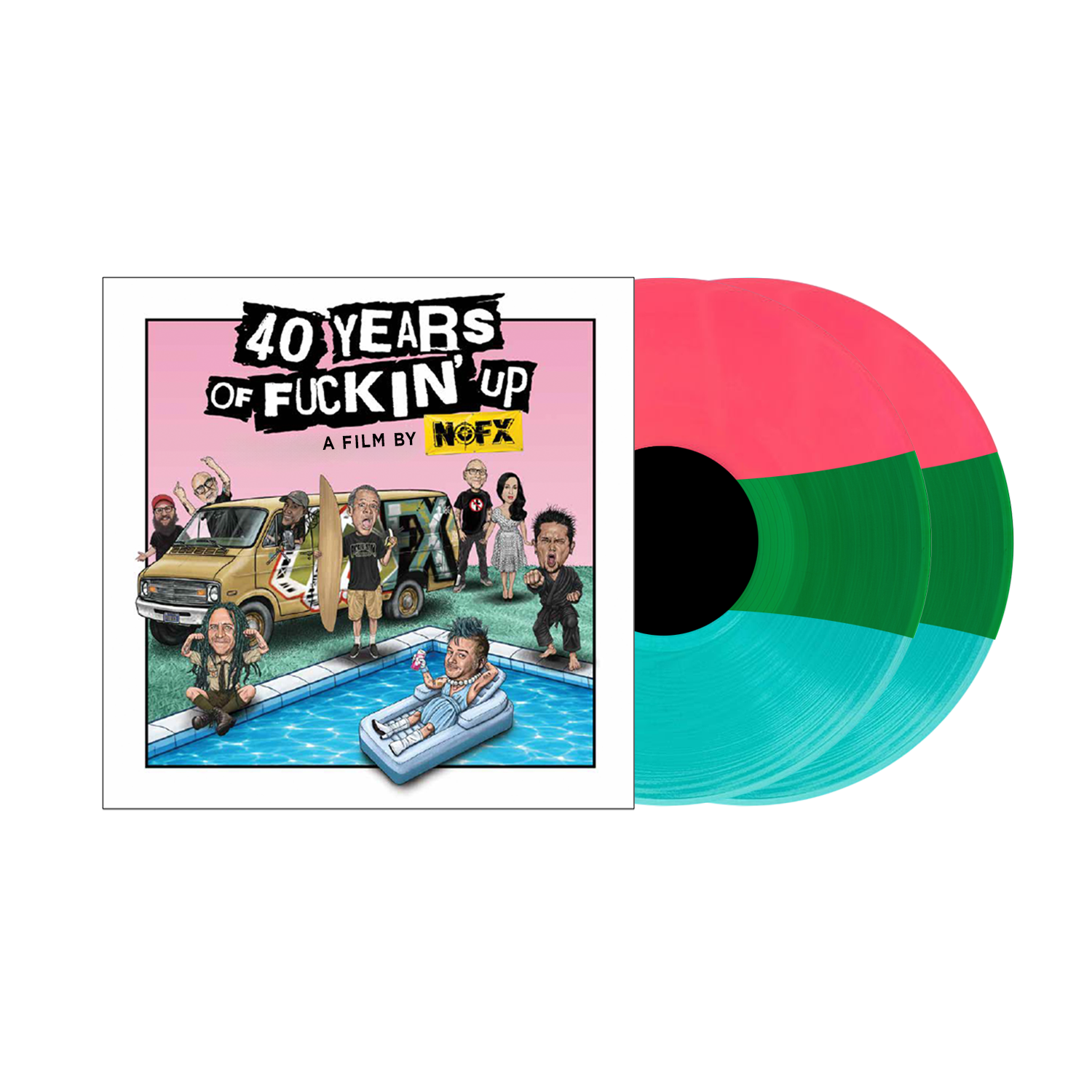 NOFX / Fat Mike (40 Years of Fuckin' Up: Soundtrack + Score) 2xPink/Green/Blue Stripe Vinyl