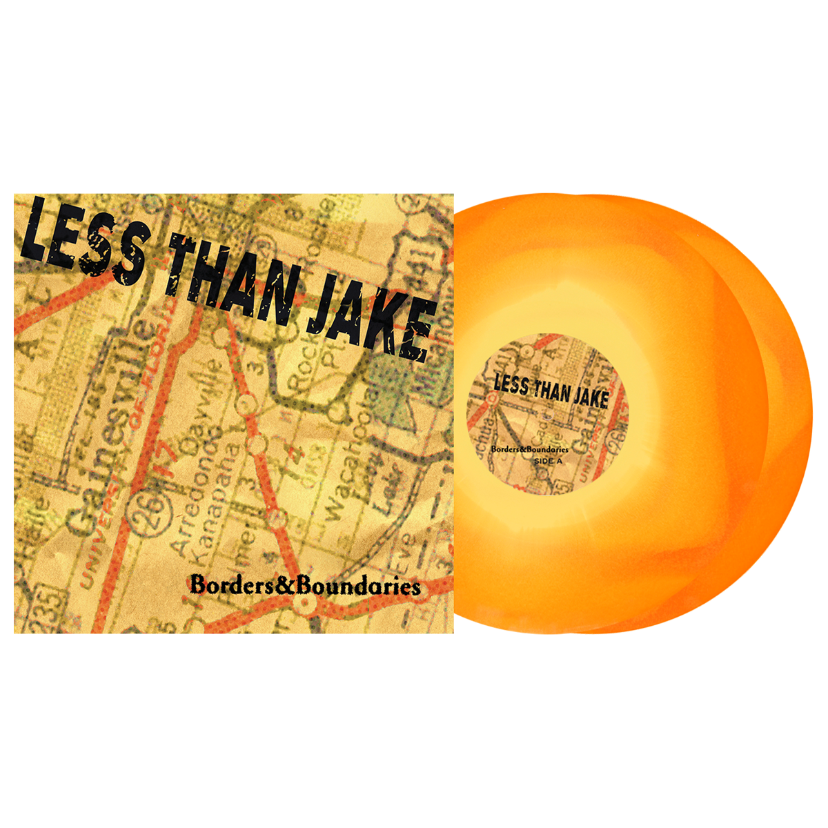 Less Than Jake (Borders & Boundaries 25th Anniversary) Yellow & Orange Swirl Vinyl